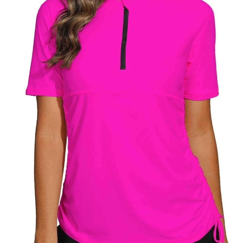 Vibrant Pink Short Sleeve Swim Tee